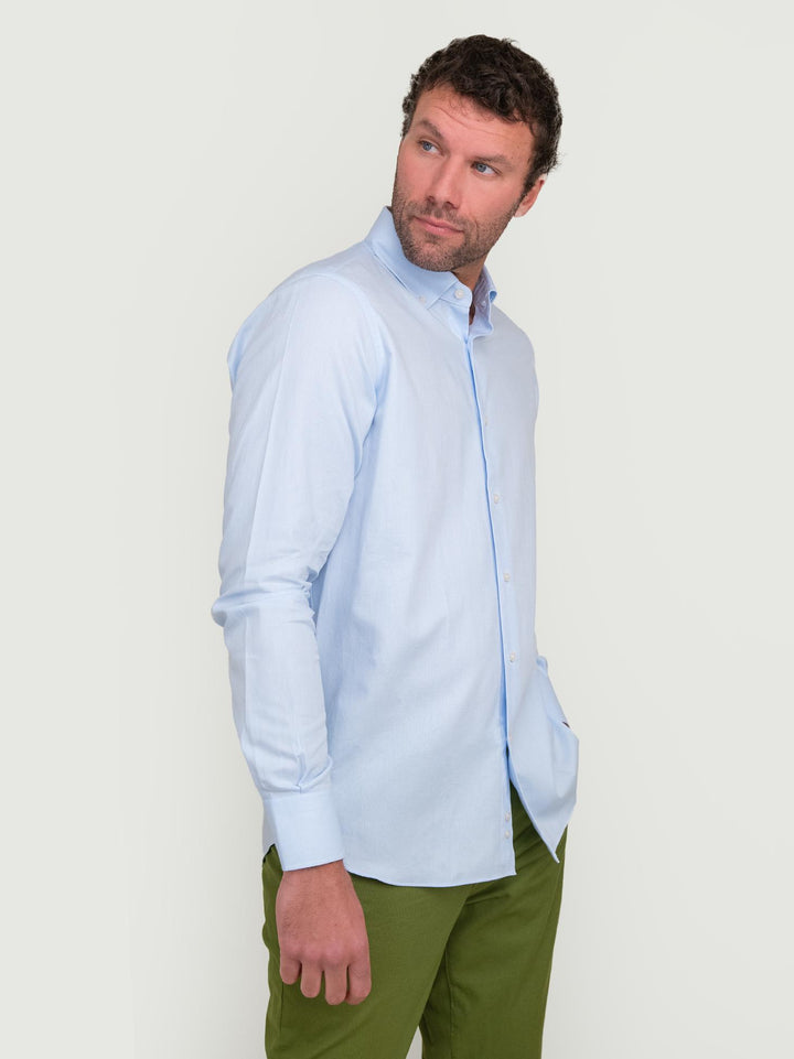 CAMICIA BUTTON DOWN REGULAR IN COTONE CELESTE