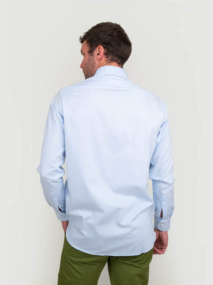 CAMICIA BUTTON DOWN REGULAR IN COTONE CELESTE