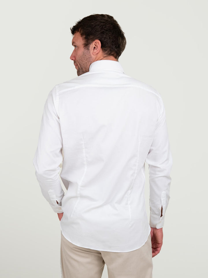 CAMICIA BUTTON DOWN SLIM IN COTONE BIANCO