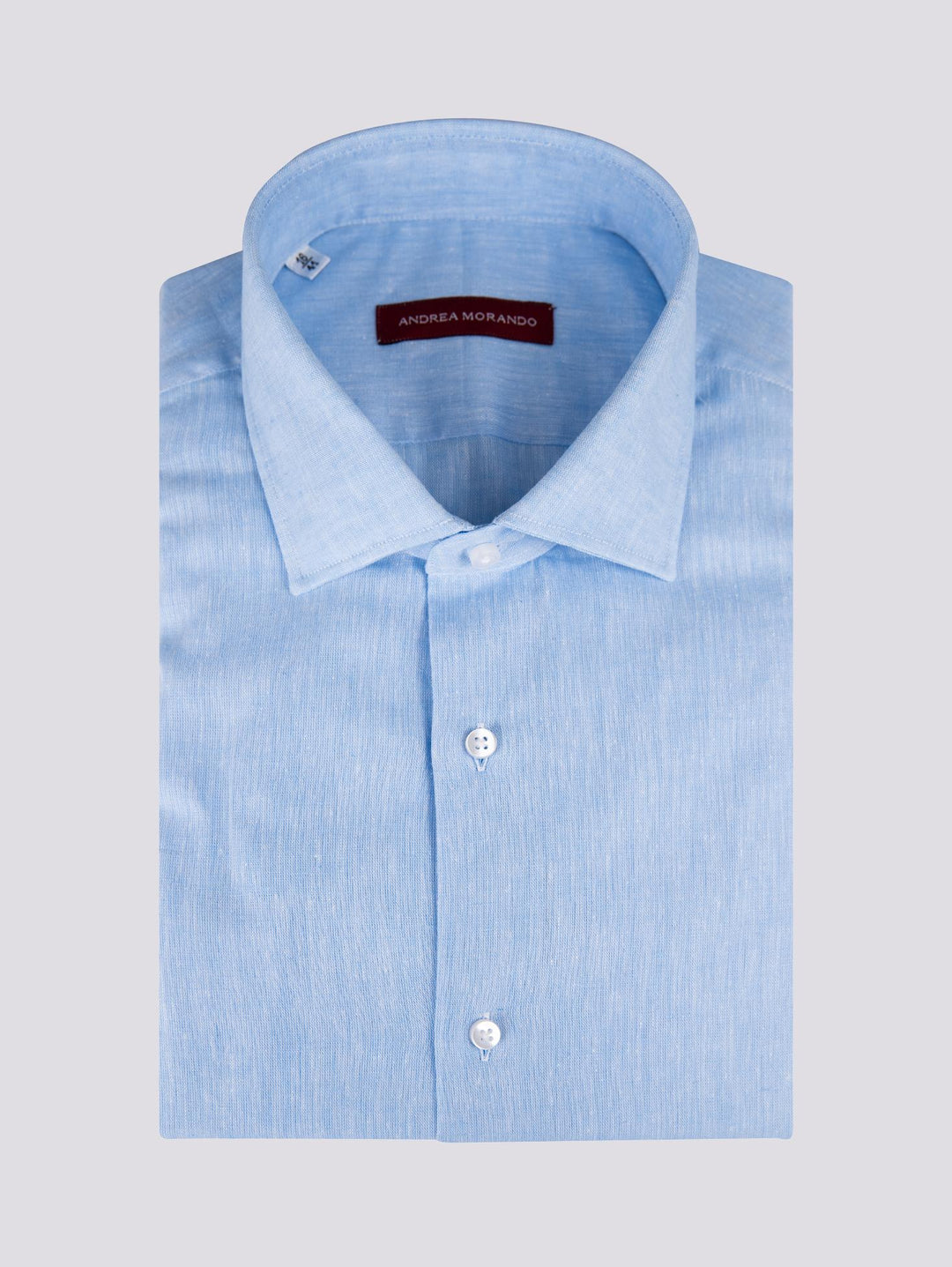 CAMICIA CLASSICA IN LINO AZZURRO TINTO FILO