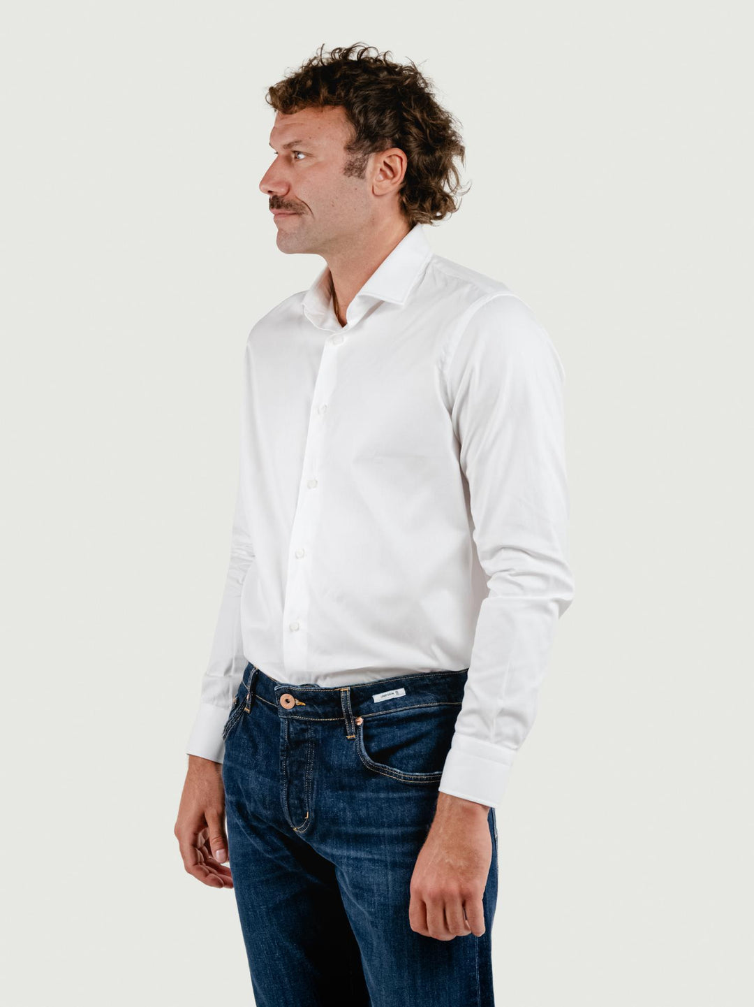 CAMICIA CON TRAMA A NIDO D'APE BIANCA