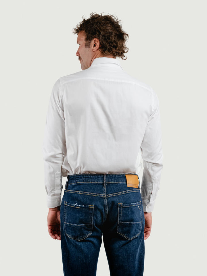 CAMICIA CON TRAMA A NIDO D'APE BIANCA