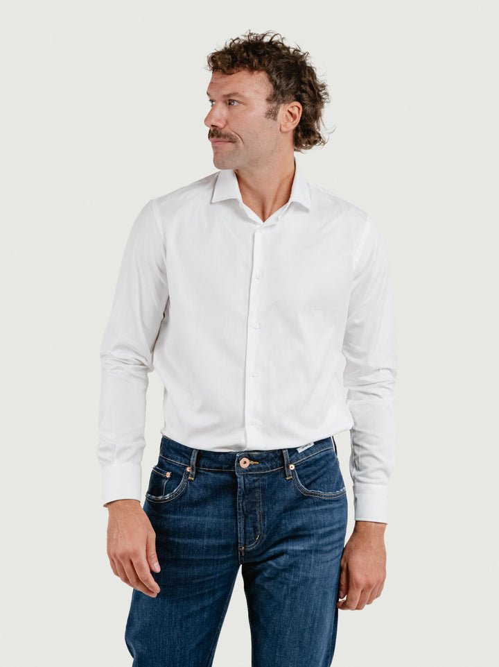 CAMICIA CON TRAMA A NIDO D'APE BIANCA