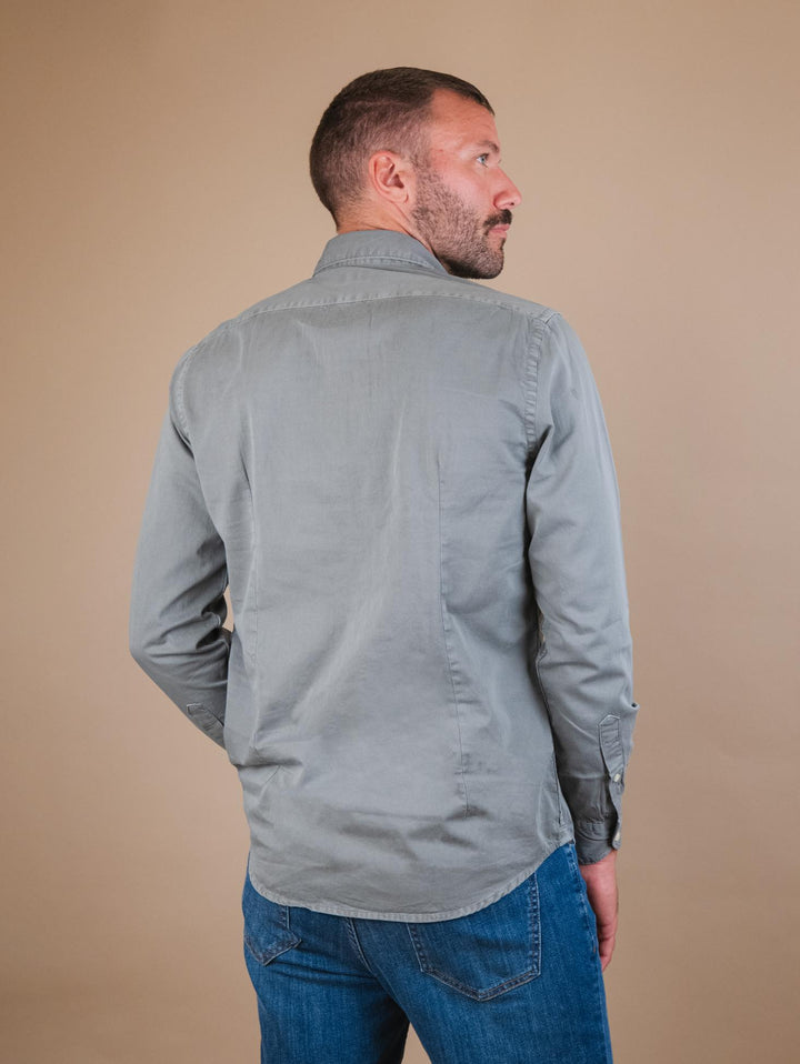 CAMICIA IN COTONE LAVATO VERDE MILITARE "JACK"