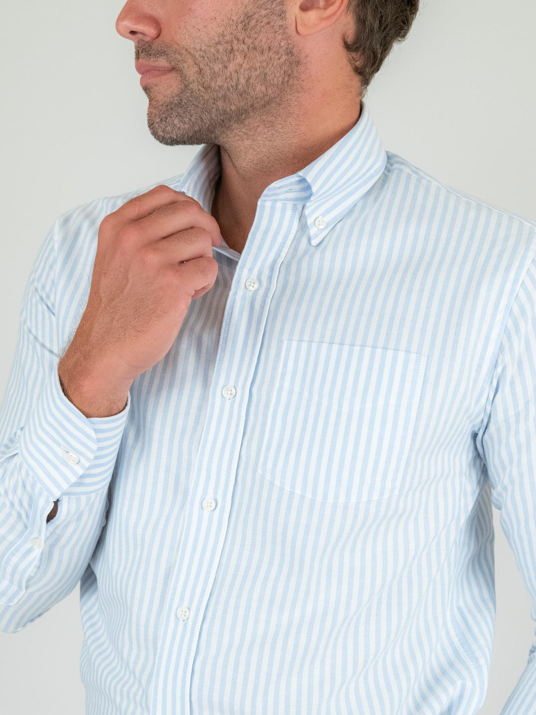 CAMICIA IN COTONE OXFORD RIGHE AZZURRE