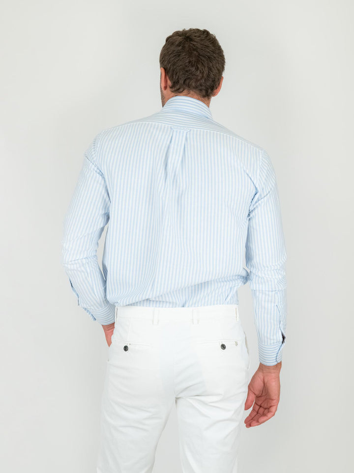 CAMICIA IN COTONE OXFORD RIGHE AZZURRE