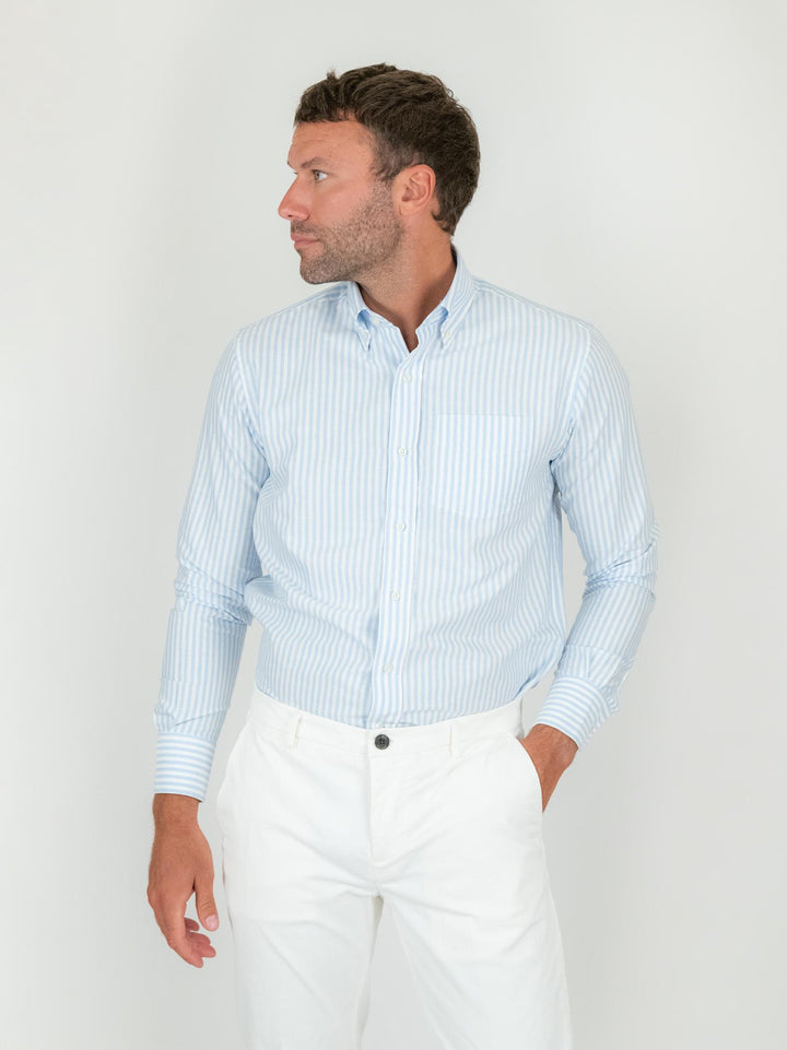 CAMICIA IN COTONE OXFORD RIGHE AZZURRE