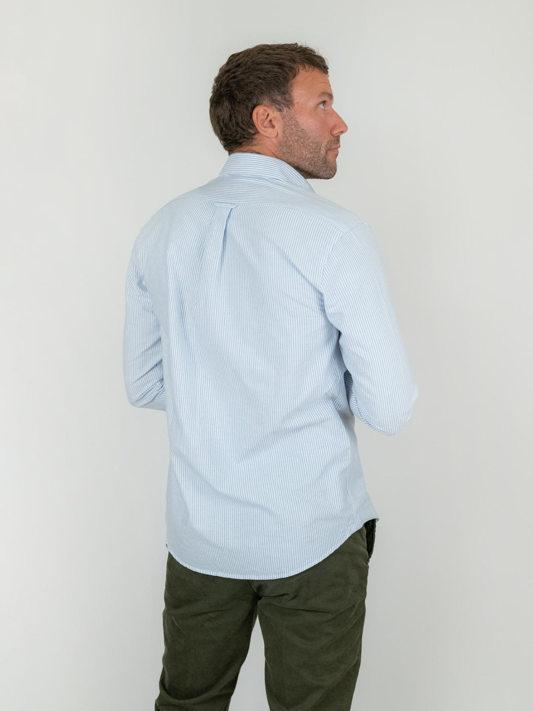 CAMICIA IN COTONE OXFORD RIGHINE AZZURRE