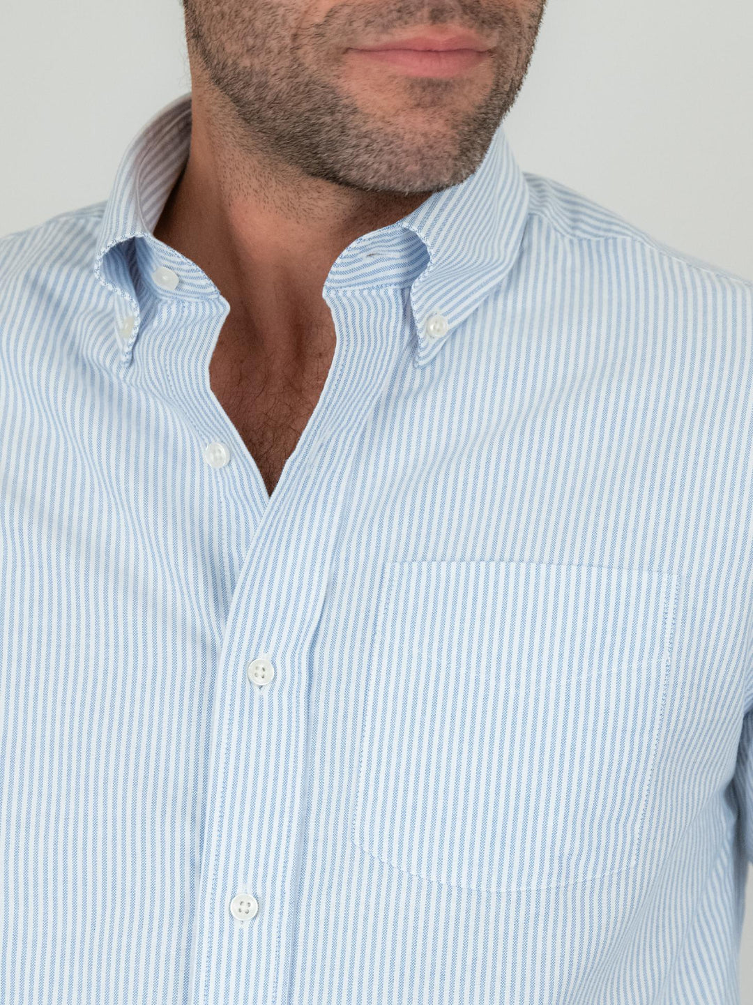 CAMICIA IN COTONE OXFORD RIGHINE AZZURRE