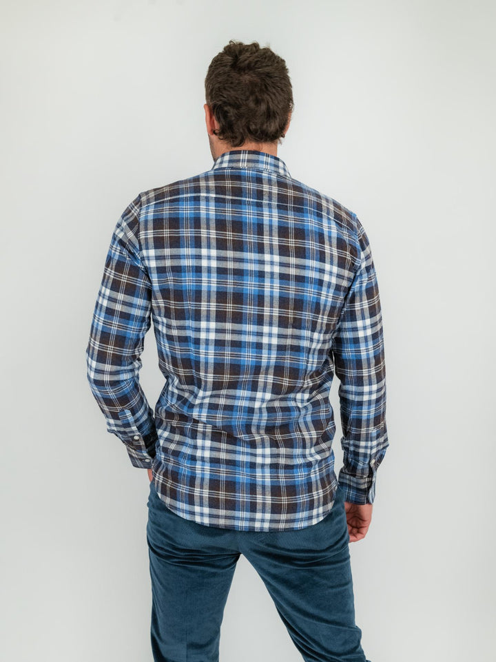 CAMICIA IN FLANELLA A QUADRI AZZURRO E BLU
