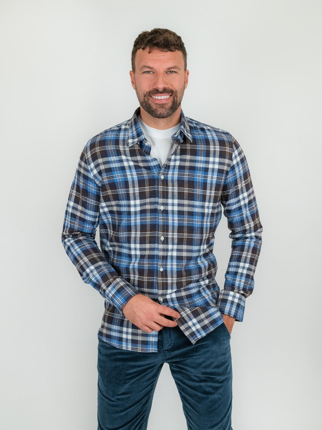 CAMICIA IN FLANELLA A QUADRI AZZURRO E BLU