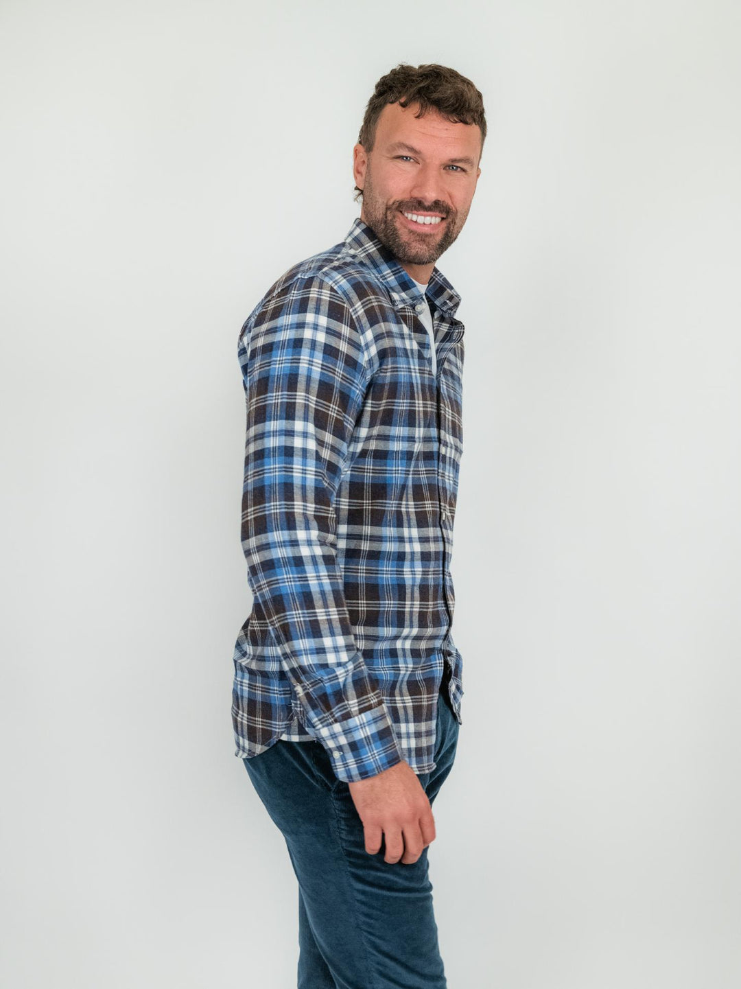 CAMICIA IN FLANELLA A QUADRI AZZURRO E BLU