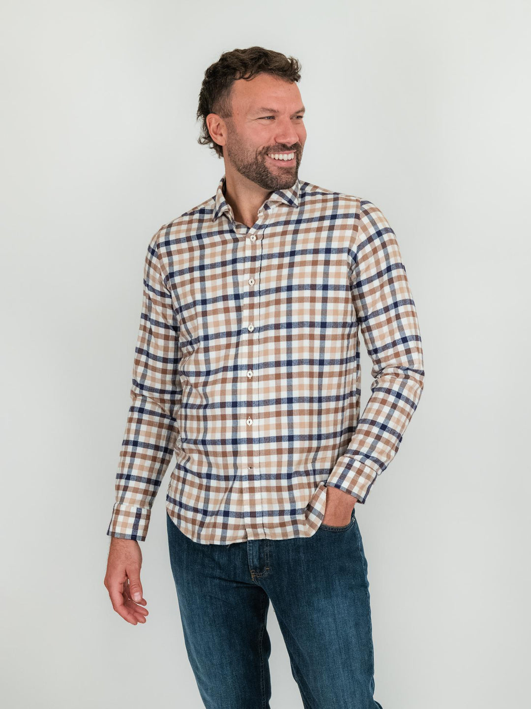 CAMICIA IN FLANELLA DI COTONE A QUADRI