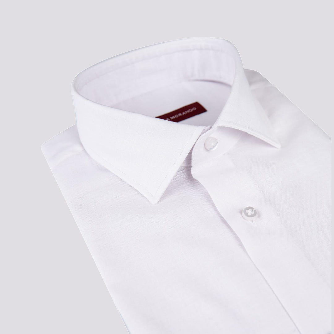 CAMICIA IN LINO BIANCO TINTO A FILO