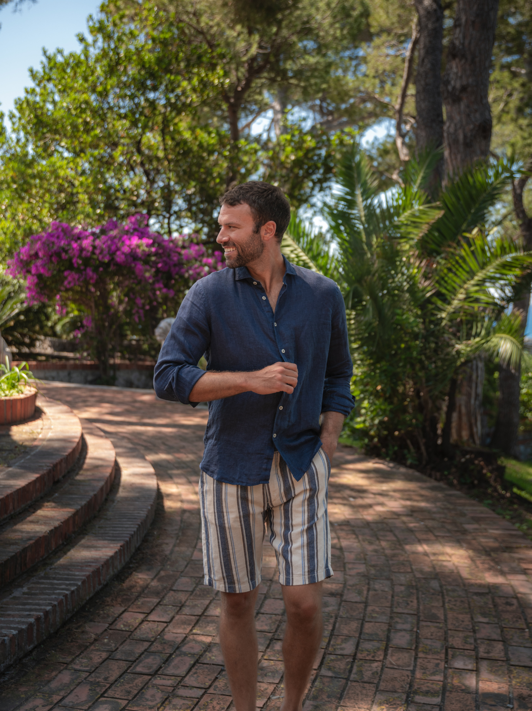 CAMICIA IN LINO BLU