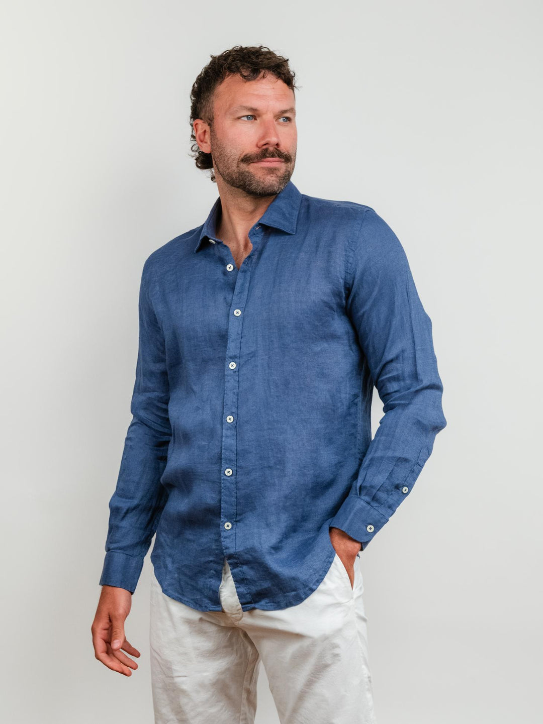 CAMICIA IN LINO BLU JEANS