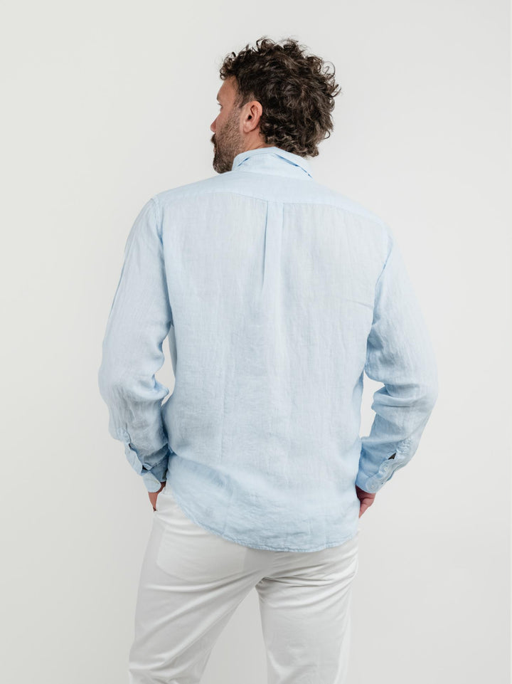 CAMICIA IN LINO BOTTONDOWN AZZURRA