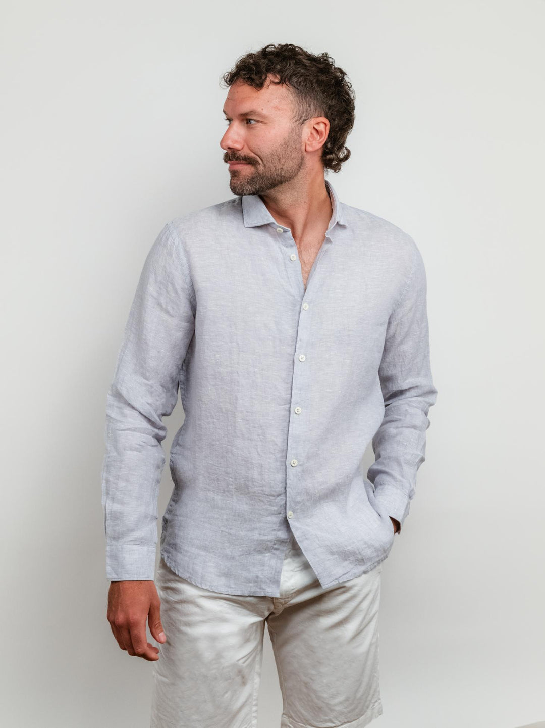 CAMICIA IN LINO GRIGIA