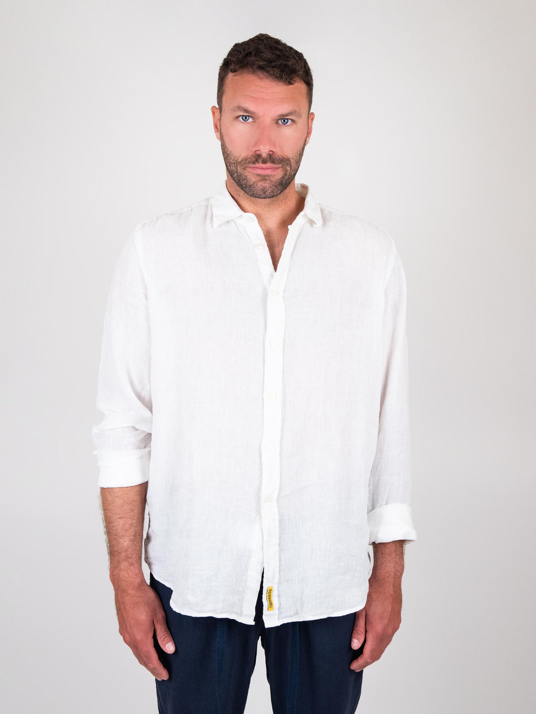 CAMICIA IN LINO TINTO CAPO BIANCO
