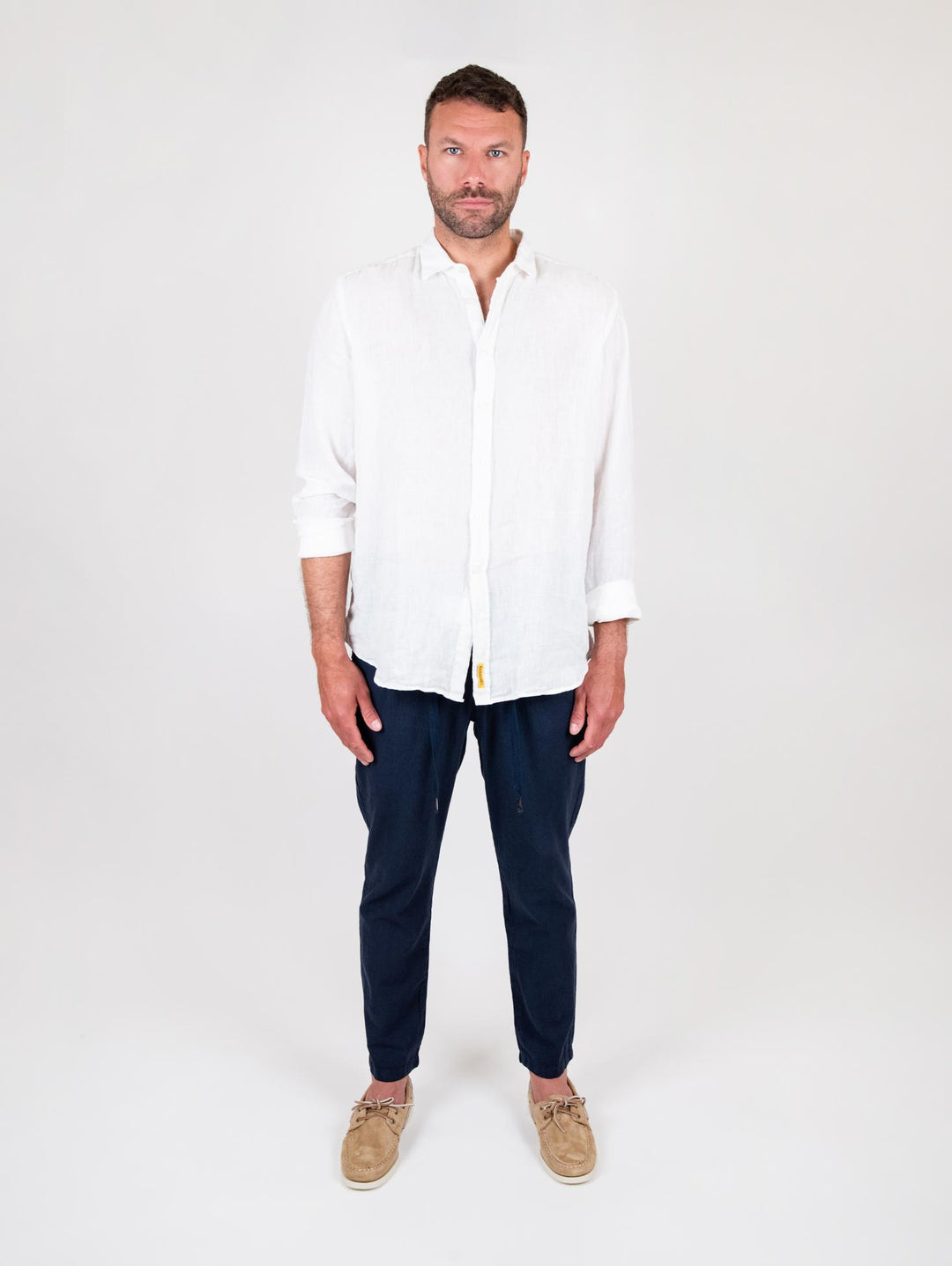 CAMICIA IN LINO TINTO CAPO BIANCO