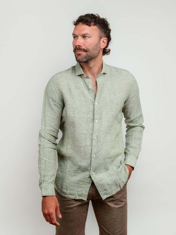 CAMICIA IN LINO VERDE