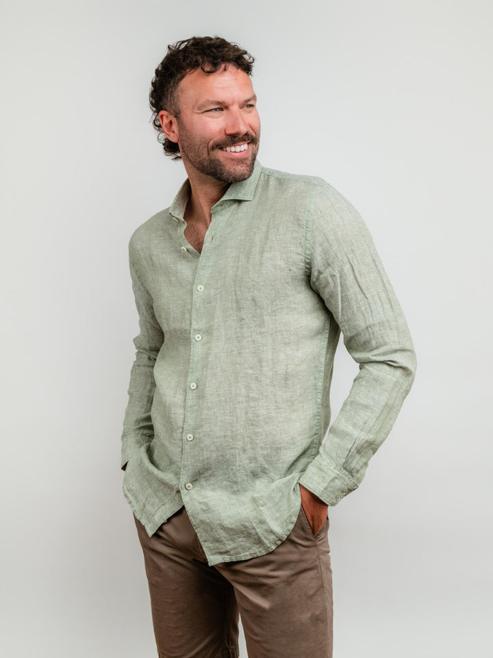 CAMICIA IN LINO VERDE