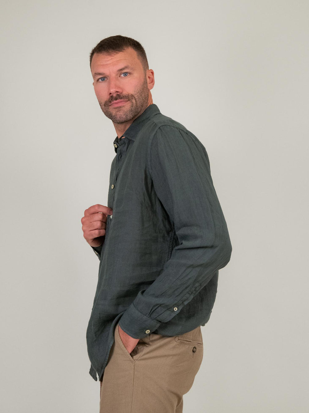CAMICIA IN LINO VERDONE