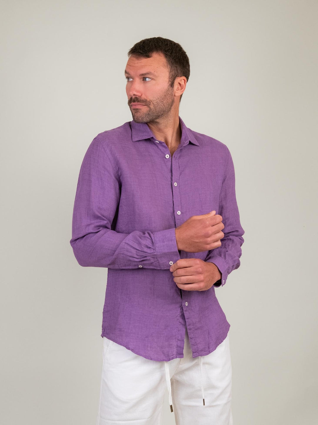 CAMICIA IN LINO VIOLA