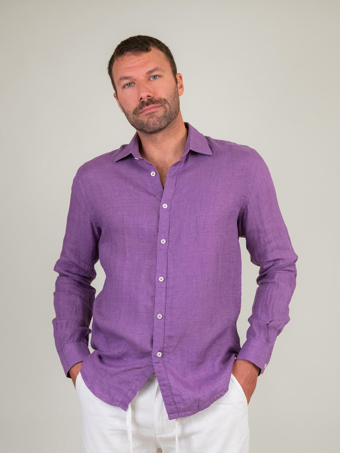 CAMICIA IN LINO VIOLA