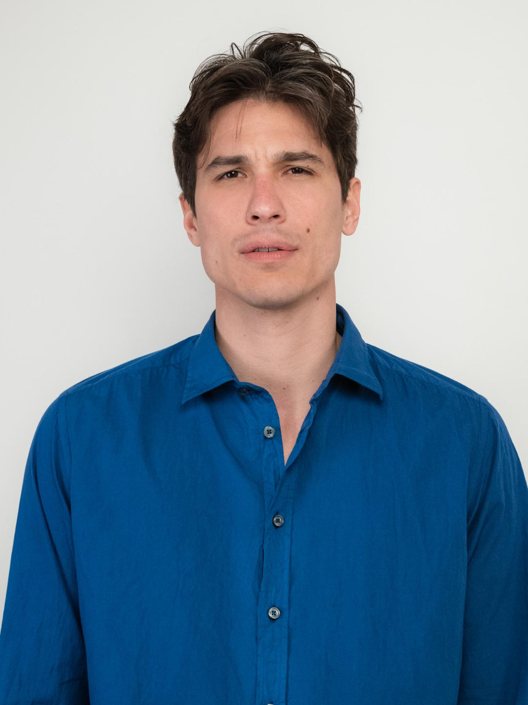 CAMICIA IN MUSSOLA DI COTONE BLU