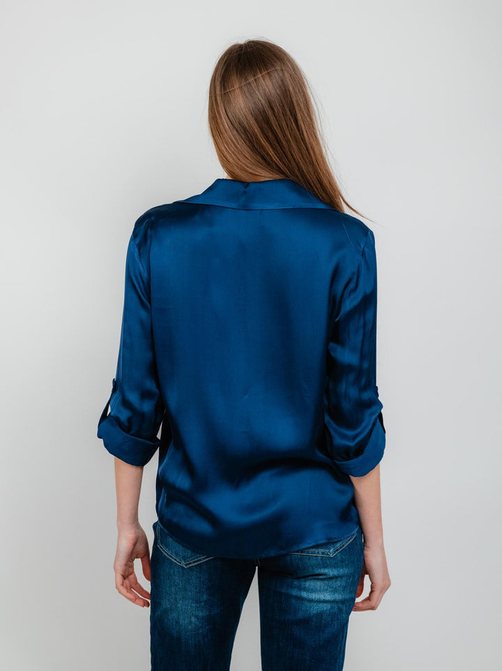 CAMICIA IN RASO BLU