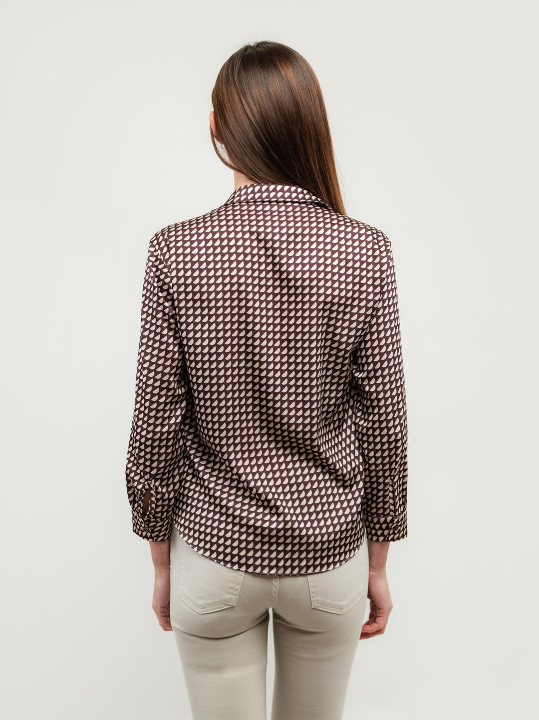 CAMICIA IN RASO CON FANTASIA MULTICOLOR BORDEAUX