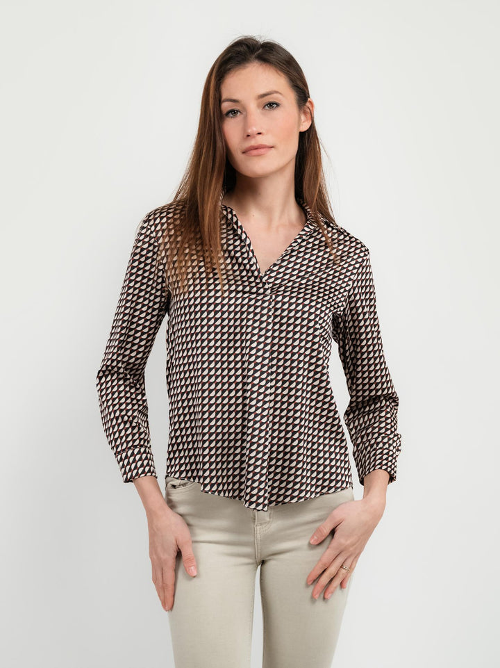 CAMICIA IN RASO CON FANTASIA MULTICOLOR RUGGINE