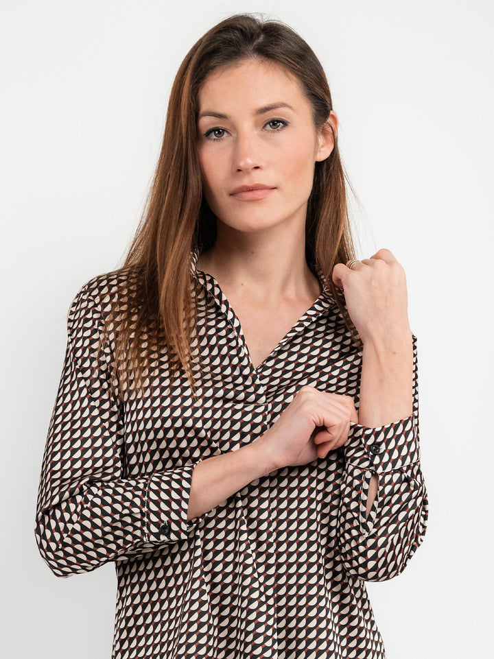 CAMICIA IN RASO CON FANTASIA MULTICOLOR RUGGINE