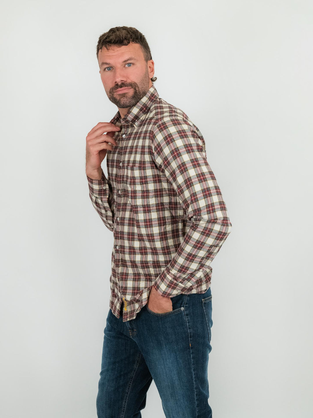 CAMICIA IN TARTAN BIANCO ROSSO