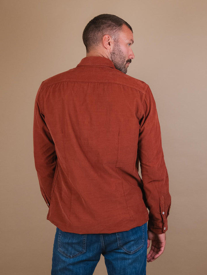 CAMICIA IN VELLUTO A COSTINE MATTONE