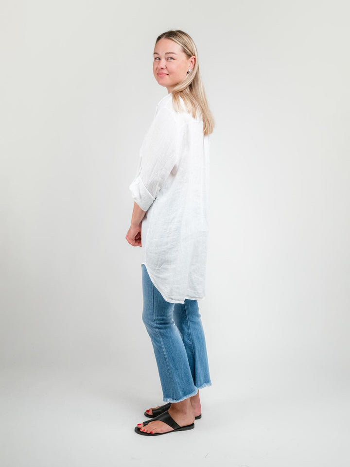 CAMICIA LUNGA IN LINO BIANCO