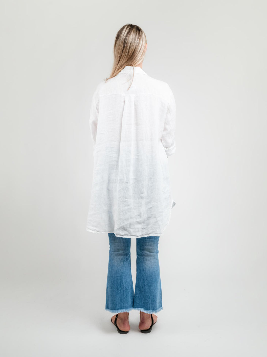CAMICIA LUNGA IN LINO BIANCO
