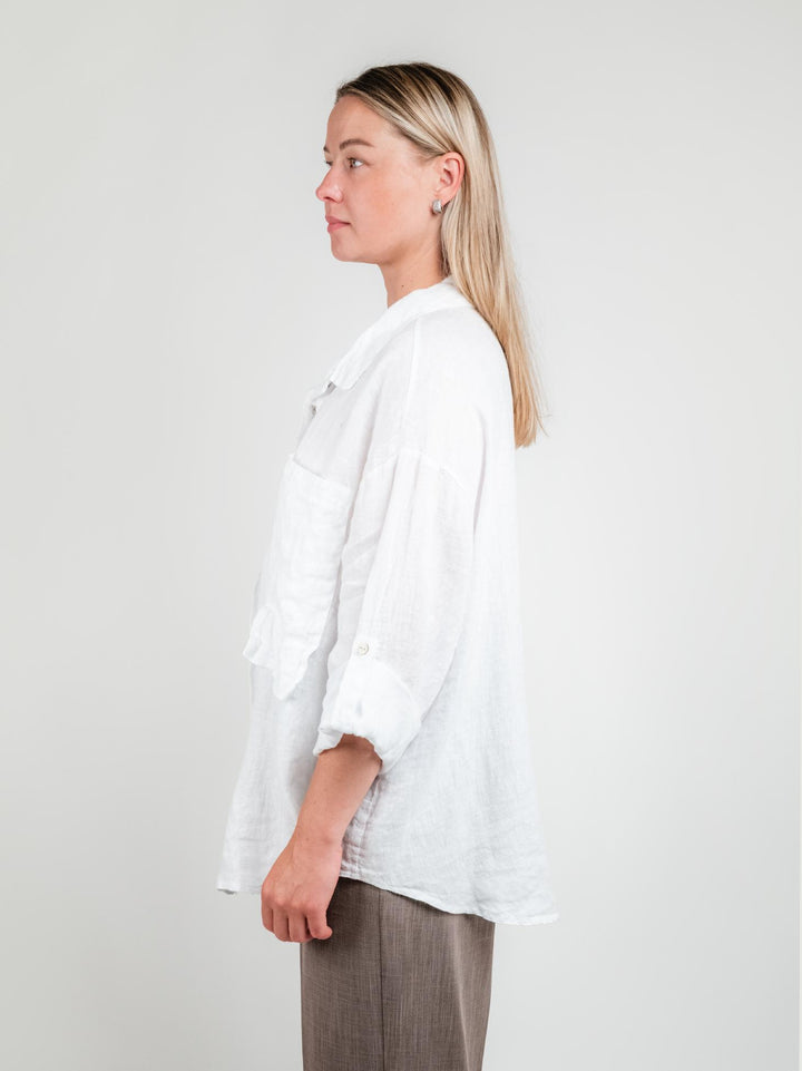 CAMICIA OVERSIZE IN LINO BIANCA