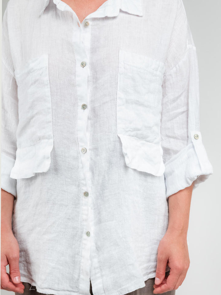 CAMICIA OVERSIZE IN LINO BIANCA