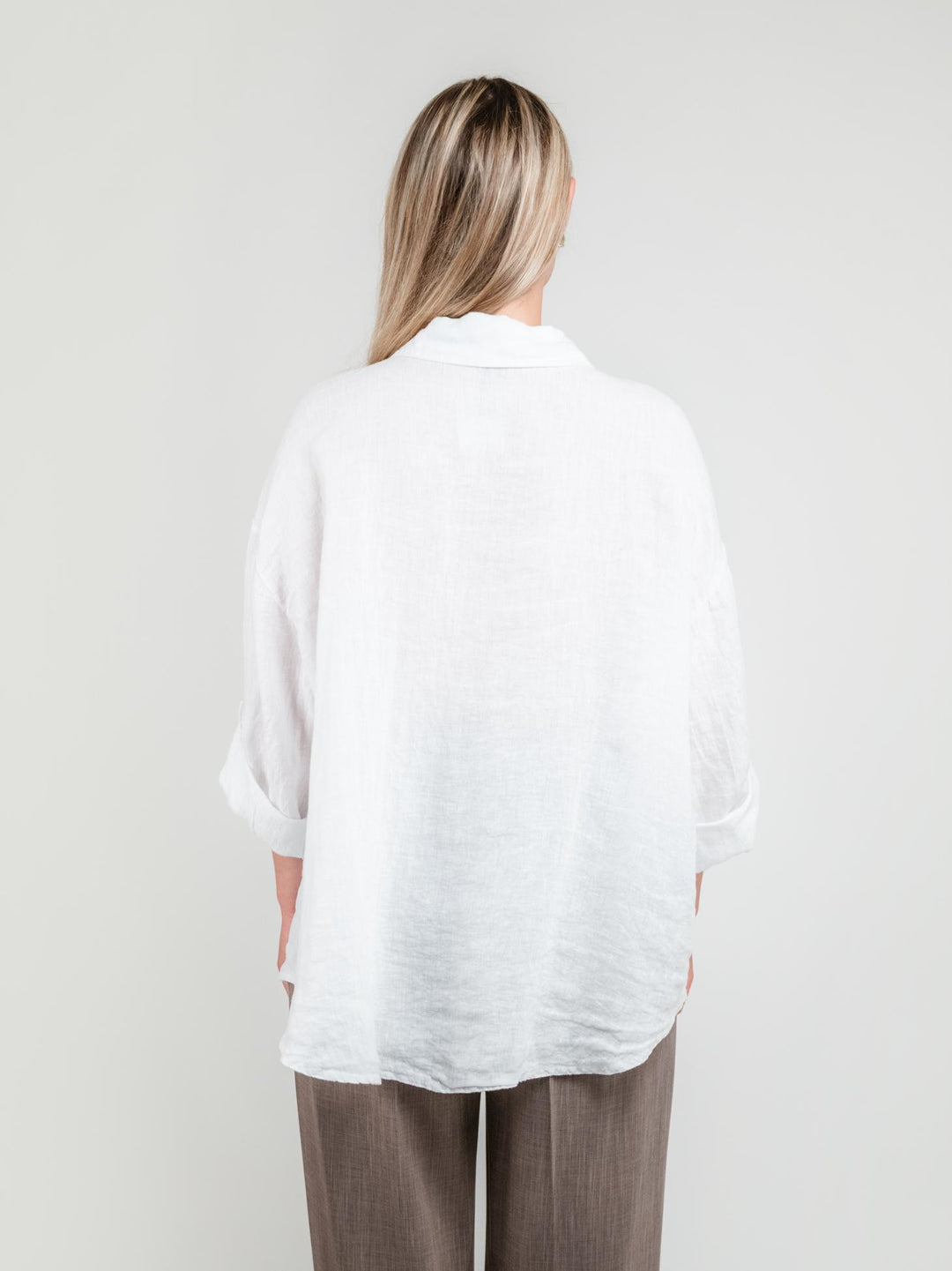 CAMICIA OVERSIZE IN LINO BIANCA