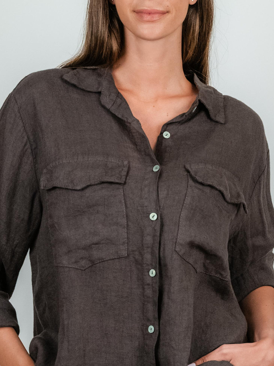 CAMICIA OVERSIZE IN LINO TESTA MORO