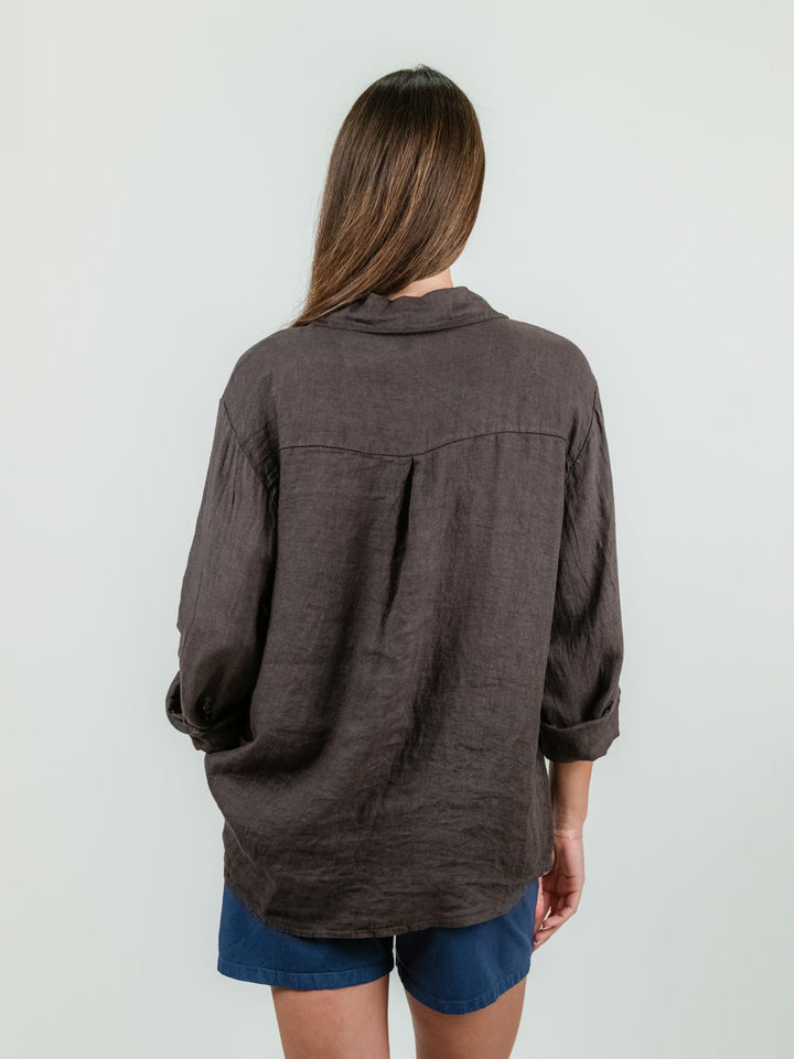 CAMICIA OVERSIZE IN LINO TESTA MORO