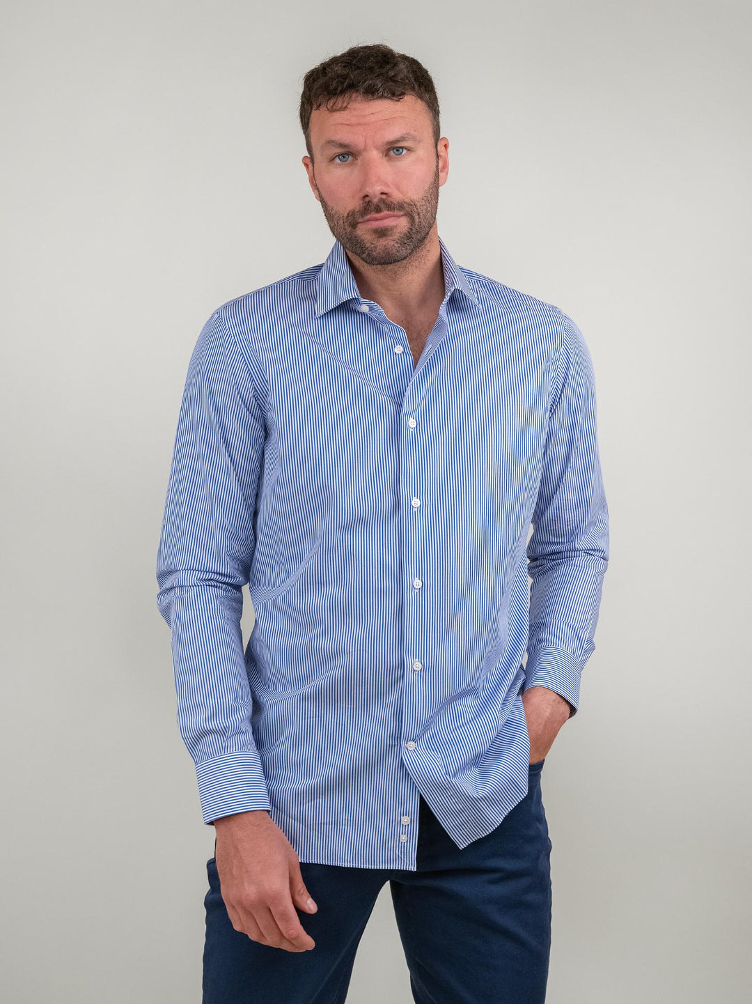 CAMICIA REGULAR A RIGHE BLUETTE