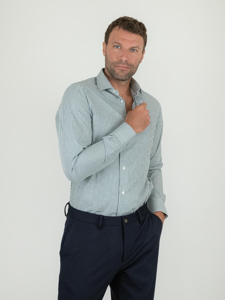 CAMICIA REGULAR A RIGHE VERDI