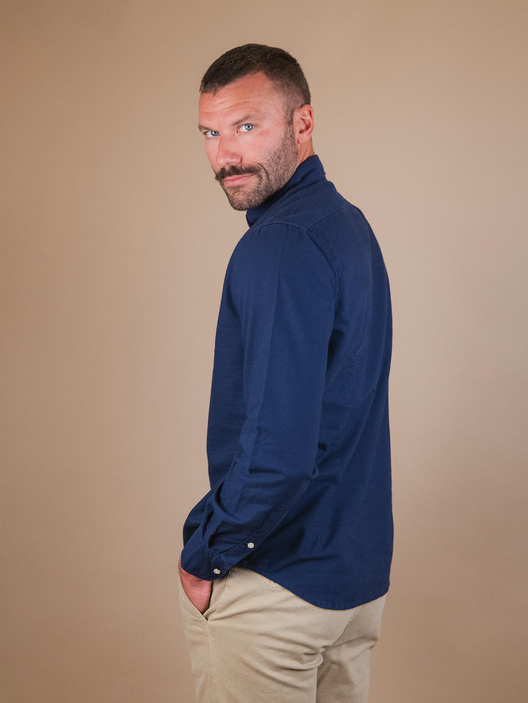 CAMICIA "ROB" IN COTONE OXFORD BLU NAVY