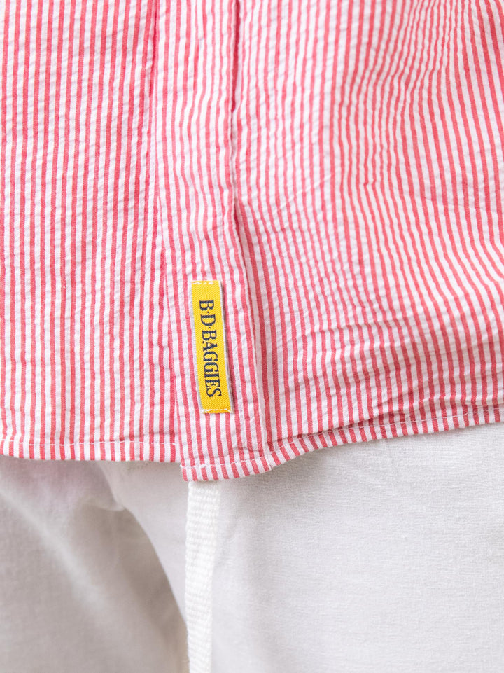 CAMICIA SEERSUCKER CON RIGHE BIANCHE E ROSSE