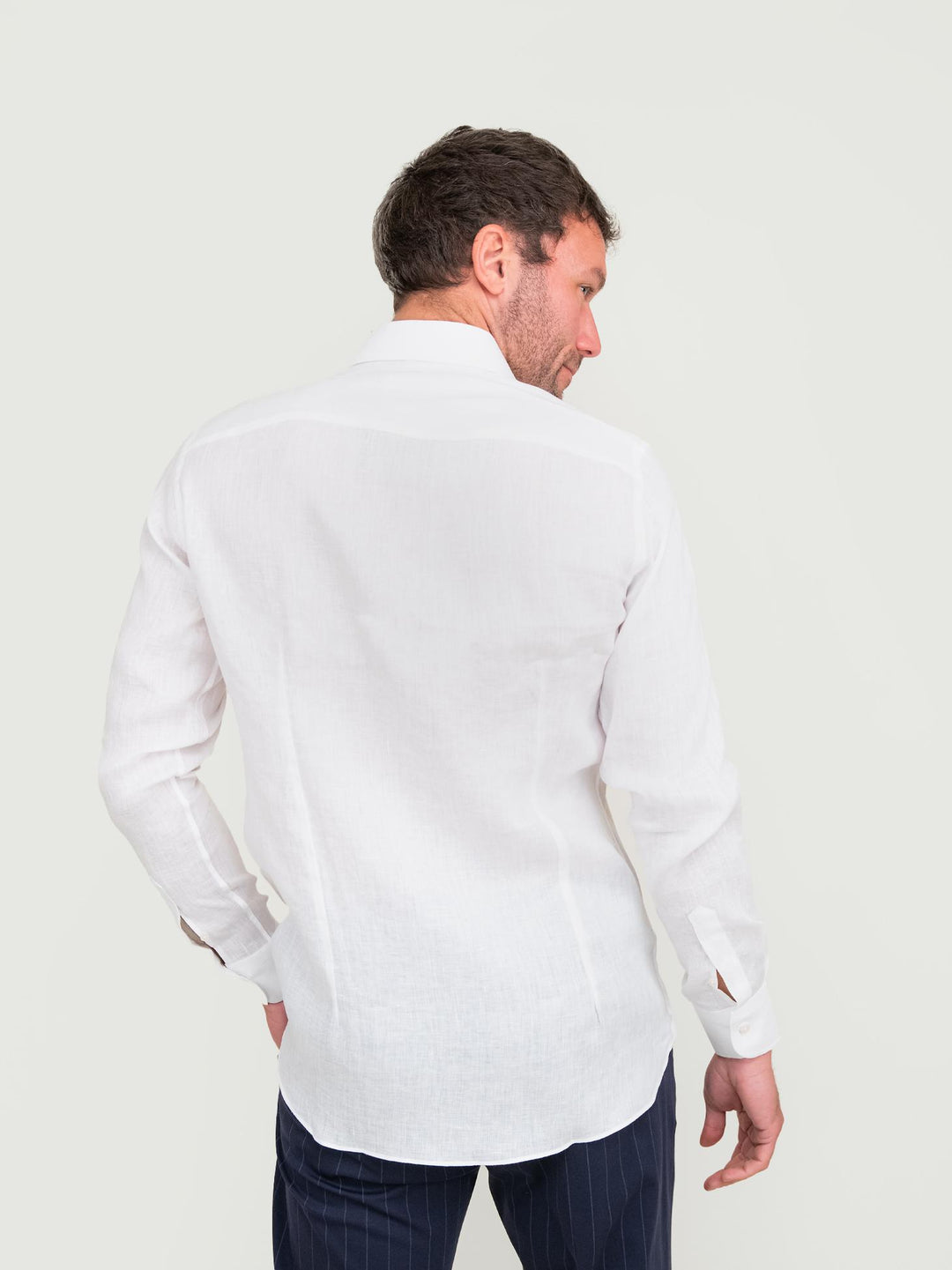 CAMICIA SLIM FIT IN LINO BIANCA