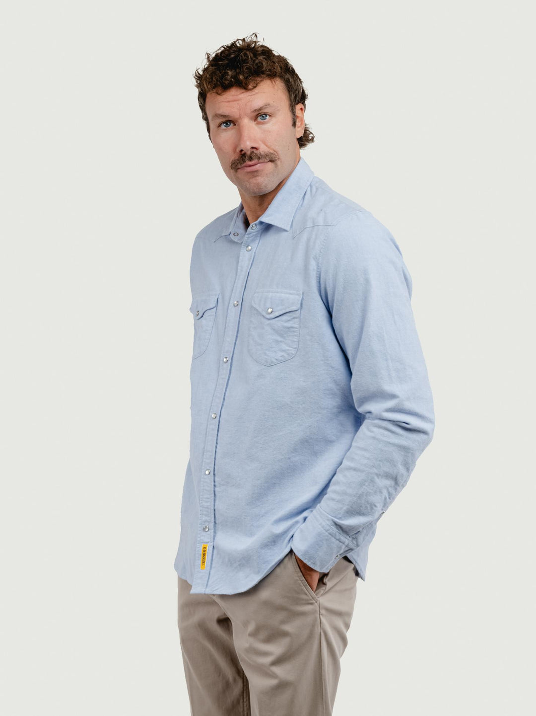 CAMICIA TEXAS IN FLANELLA DI COTONE DENIM CHIARO