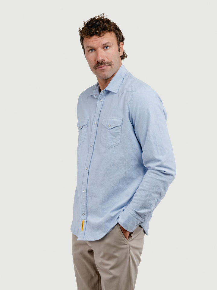 CAMICIA TEXAS IN FLANELLA DI COTONE DENIM CHIARO